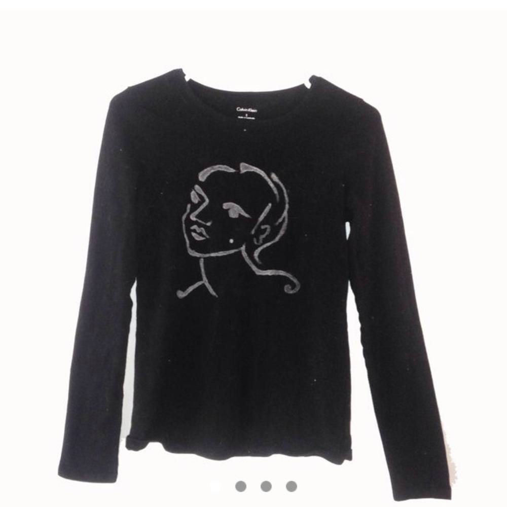 black long sleeve face silver shirt